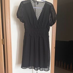 Elegant Black Polka Dot Dress